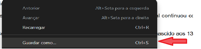 Tela para salvar o arquivo HTML gerado